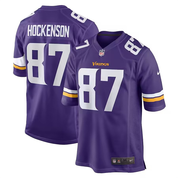 Men's Minnesota Vikings #87 T.J. Hockenson Purple Stitched Game Jersey